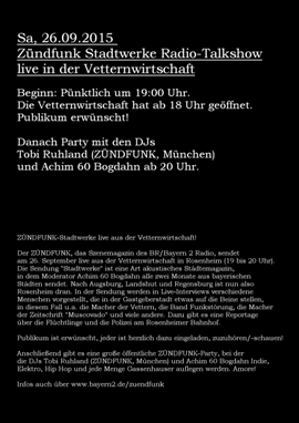 und Zündfunkparty mit BR-DJs und Zündfunkparty mit BR-DJs